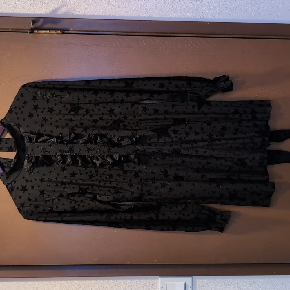 Blackmilk Burned Velvet Stars Ruffled Playsuit